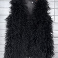 faux fur vest long mongolian fluffy sleeveless jacket for women in black Alicefurs