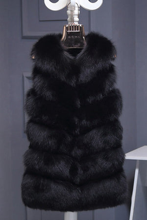 faux fur vest winter long sleeveless fluffy jacket for women in black 5 Alicefurs