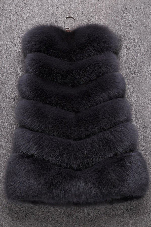 Faux Fur Vest Winter Long Sleeveless Fluffy Waistcoat for Women