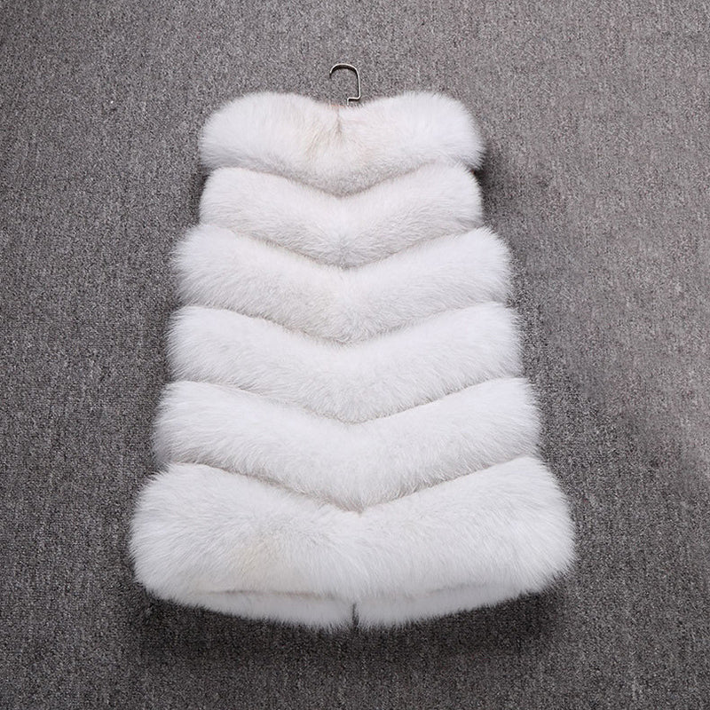 Faux Fur Vest Winter Long Sleeveless Fluffy Waistcoat for Women