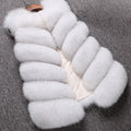 faux fur vest winter long sleeveless fluffy jacket for women in dusty white 3 Alicefurs