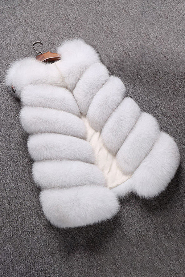 Faux Fur Vest Winter Long Sleeveless Fluffy Waistcoat for Women