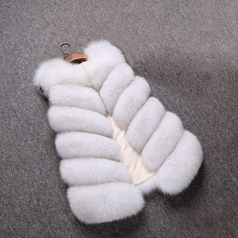 Faux Fur Vest Winter Long Sleeveless Fluffy Waistcoat for Women