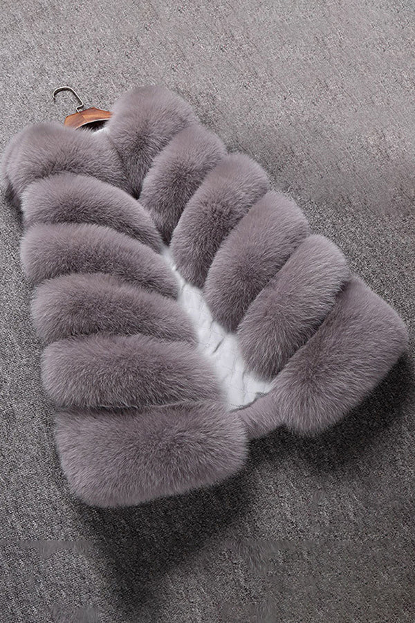 Faux Fur Vest Winter Long Sleeveless Fluffy Waistcoat for Women