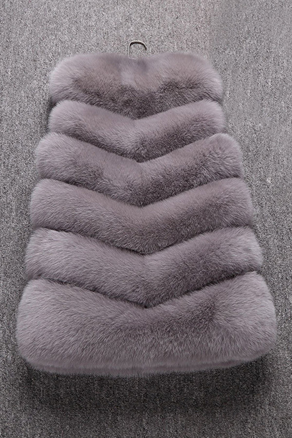 Faux Fur Vest Winter Long Sleeveless Fluffy Waistcoat for Women