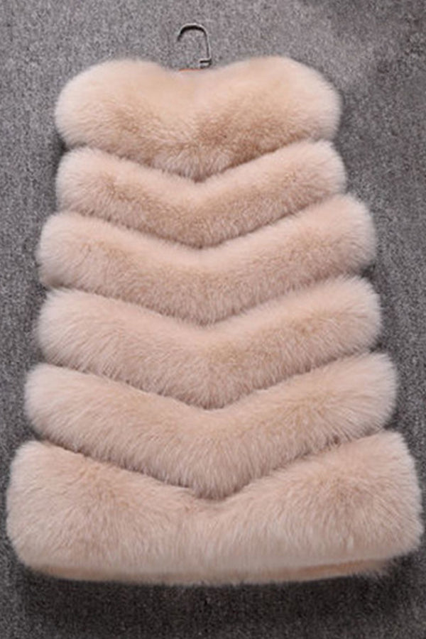 Faux Fur Vest Winter Long Sleeveless Fluffy Waistcoat for Women