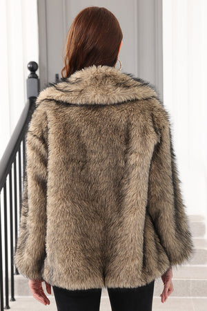 faux fur wrap coat womens belted casual fluffy jacket in brown 4 Alicefurs