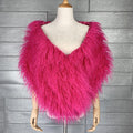 faux fur wrap mongolian lamb fur stole for women in fuchsia Alicefurs