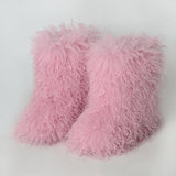 Faux Lamb Fur Boots Winter Curly Long Hair Booties for Women