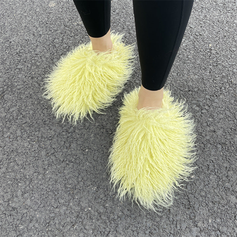 Faux Lamb Fur Slippers for Women