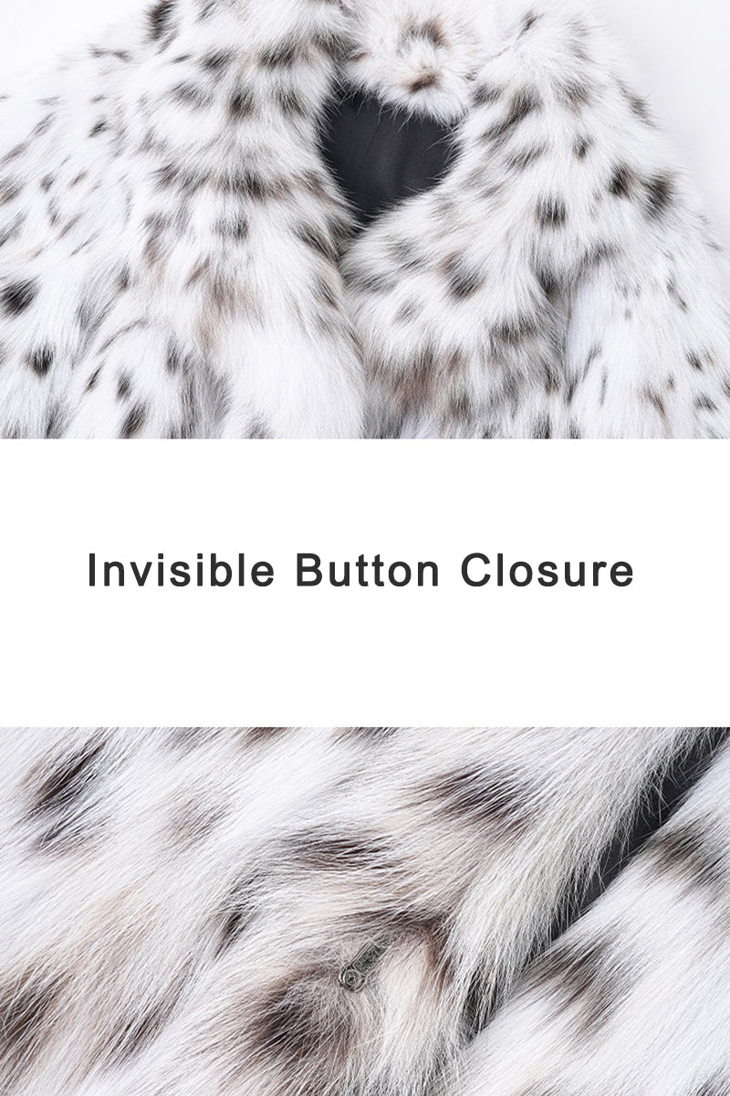 Faux Lynx Fur Coat Luxury Animal Print Fluffy Jacket for Women