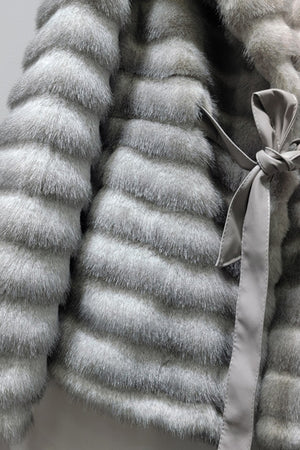 faux mink coat belted mid length fluffy outwear for women in grey 1 Alicefurs