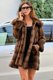 Faux Mink Coat Long Hooded Fuzzy Overcoat for Women