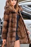 Faux Mink Coat Long Hooded Fuzzy Overcoat for Women