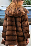 Faux Mink Coat Long Hooded Fuzzy Overcoat for Women