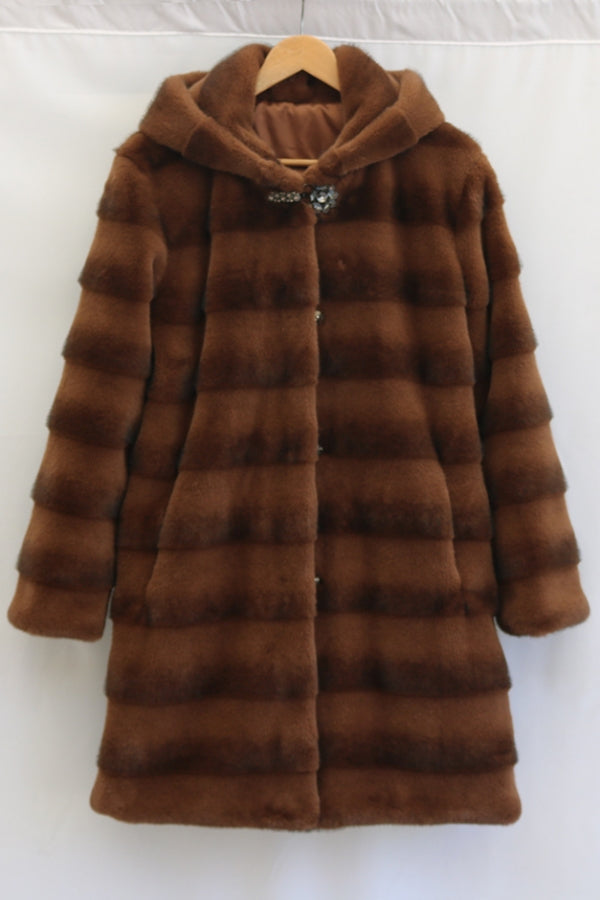 Faux Mink Coat Long Hooded Fuzzy Overcoat for Women