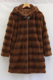 Faux Mink Coat Long Hooded Fuzzy Overcoat for Women