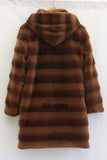 Faux Mink Coat Long Hooded Fuzzy Overcoat for Women