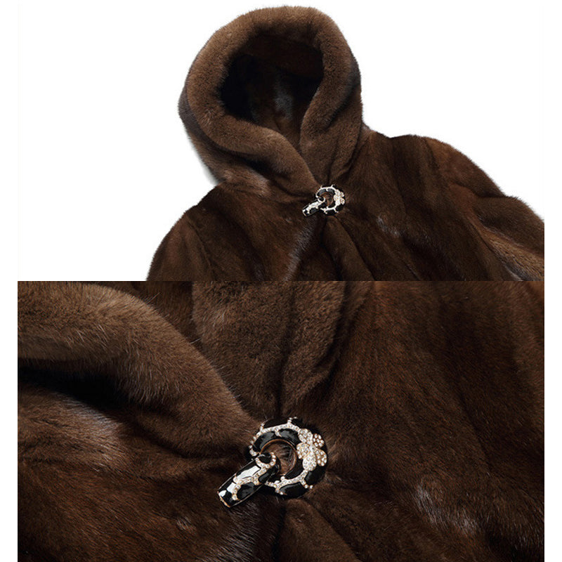 Faux Mink Coat Winter Hooded Outerwear for Women