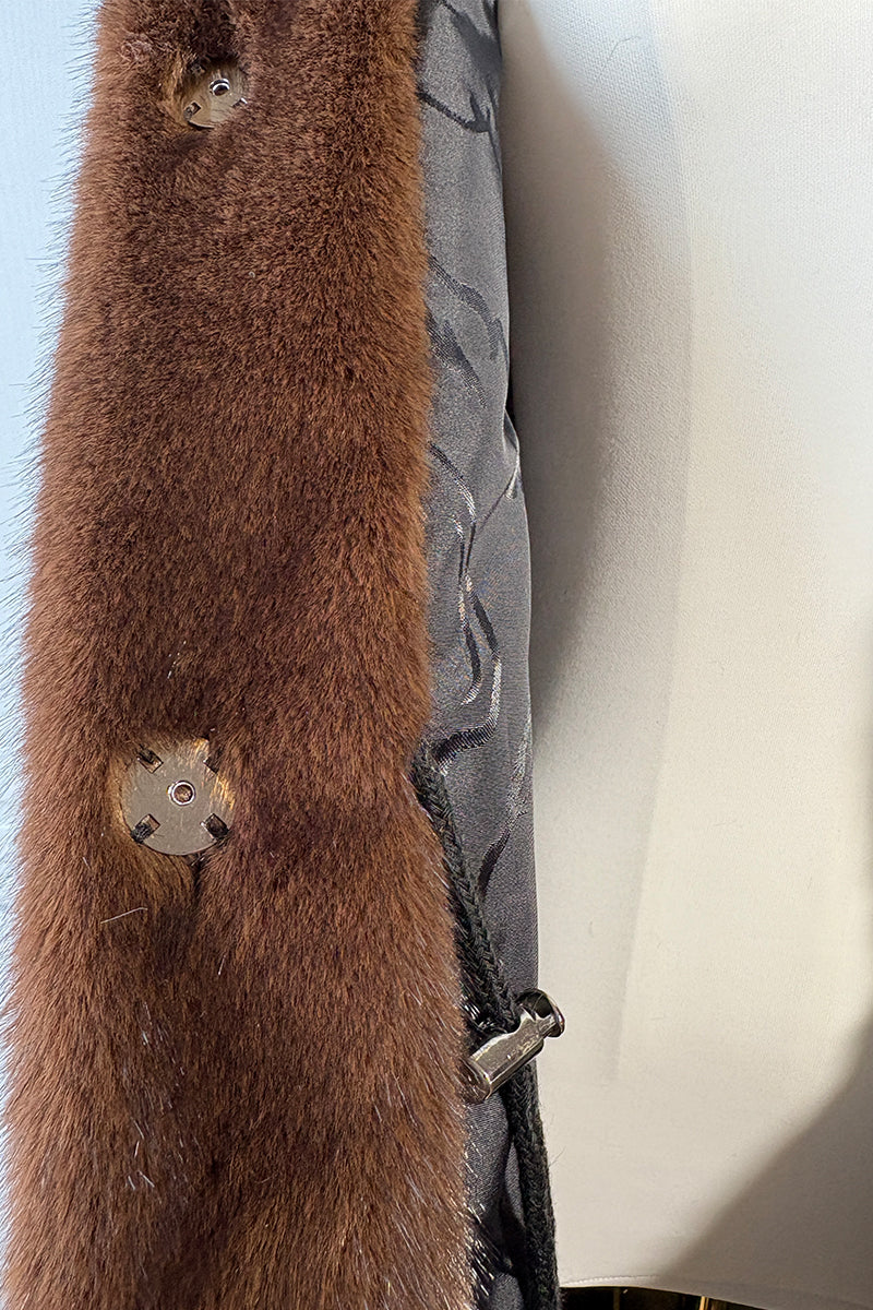 Abrigo de visón sintético con capucha para mujer para invierno