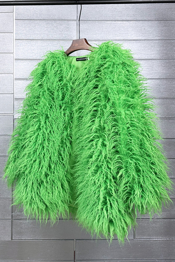 Faux Mongolian Fur Coat Women's Long Tibetan Outerwear