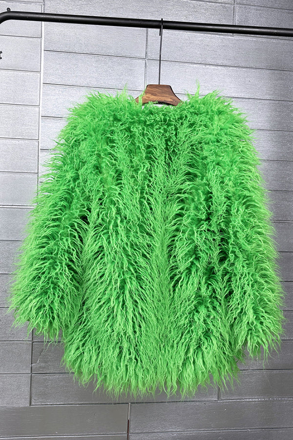 Faux Mongolian Fur Coat Women's Long Tibetan Outerwear