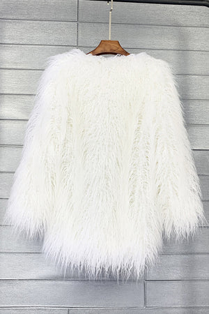 faux mongolian fur coat womens long tibetan outerwear in white 1 Alicefurs