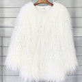faux mongolian fur coat womens long tibetan outerwear in white Alicefurs
