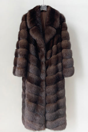 faux sable fur coat long vintage fluffy overcoat for women front haning view Alicefurs