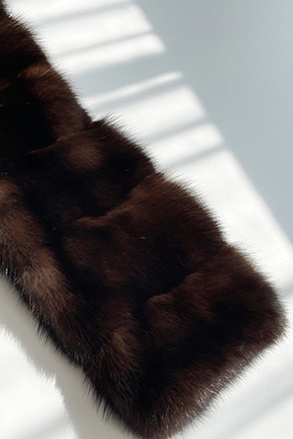 Faux Sable Fur Coat Long Vintage Fluffy Overcoat for Women