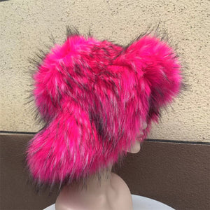 floppy faux fur hat for women in fuchsia Alicefurs