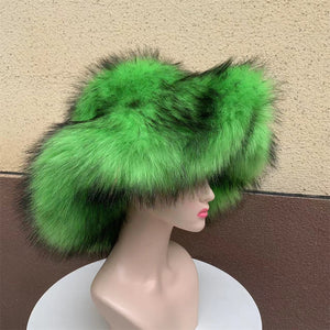 floppy faux fur hat for women in green Alicefurs