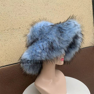 floppy faux fur hat for women in sky blue 1 Alicefurs