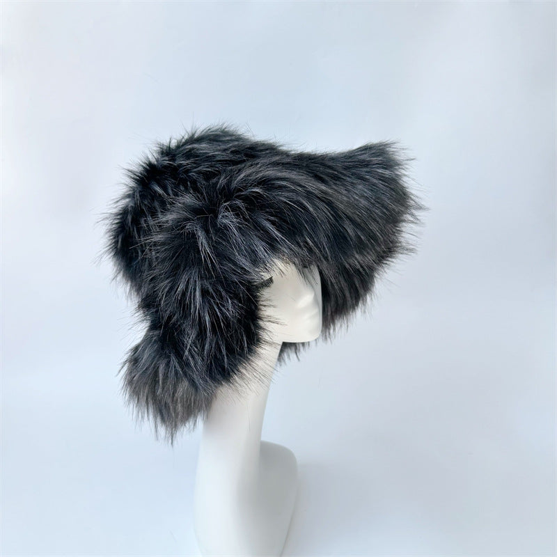 Floppy Fur Bucket Hat in Wide Brim for Women