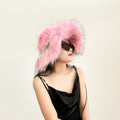 floppy fur bucket hat in wide brim for women in pink Alicefurs