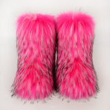 Fluffy Boots Winter Mid Calf Fur Booties for Women