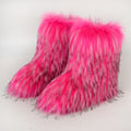 fluffy boots winter mid calf fur booties for women in fuchsia Alicefurs