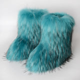 Fluffy Boots Winter Mid Calf Fur Booties for Women