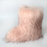 Fluffy Boots Winter Mid Calf Fur Booties for Women