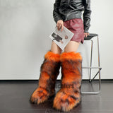 Fluffy Faux Fur Boots Knee High for Women