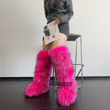 Fluffy Faux Fur Boots Knee High for Women