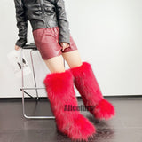 Fluffy Faux Fur Boots Knee High for Women