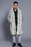 Fluffy Faux Fur Coat Winter Casual Long Overcoat for Men