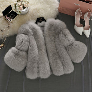 fluffy-faux-fur-jacket-with-bell-sleeves-for-women-in-gray - Alicefurs