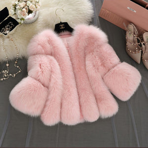 fluffy-faux-fur-jacket-with-bell-sleeves-for-women-in-pink - Alicefurs