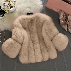 fluffy-faux-fur-jacket-with-bell-sleeves-for-women-in-tan-1 - Alicefurs