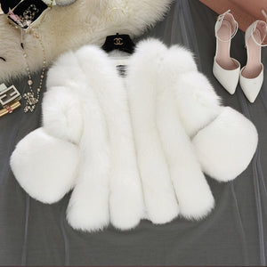 fluffy-faux-fur-jacket-with-bell-sleeves-for-women-in-white - Alicefurs