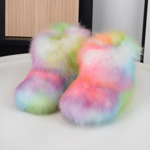 fluffy fur boots for toddlers and little girls in multicolor 11 Alicefurs