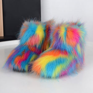 fluffy fur boots for toddlers and little girls in multicolor 12 Alicefurs