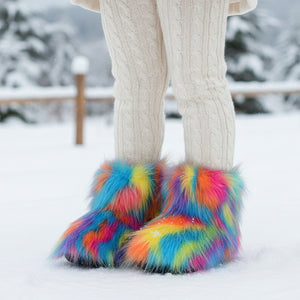 fluffy fur boots for toddlers and little girls in multicolor 22 Alicefurs